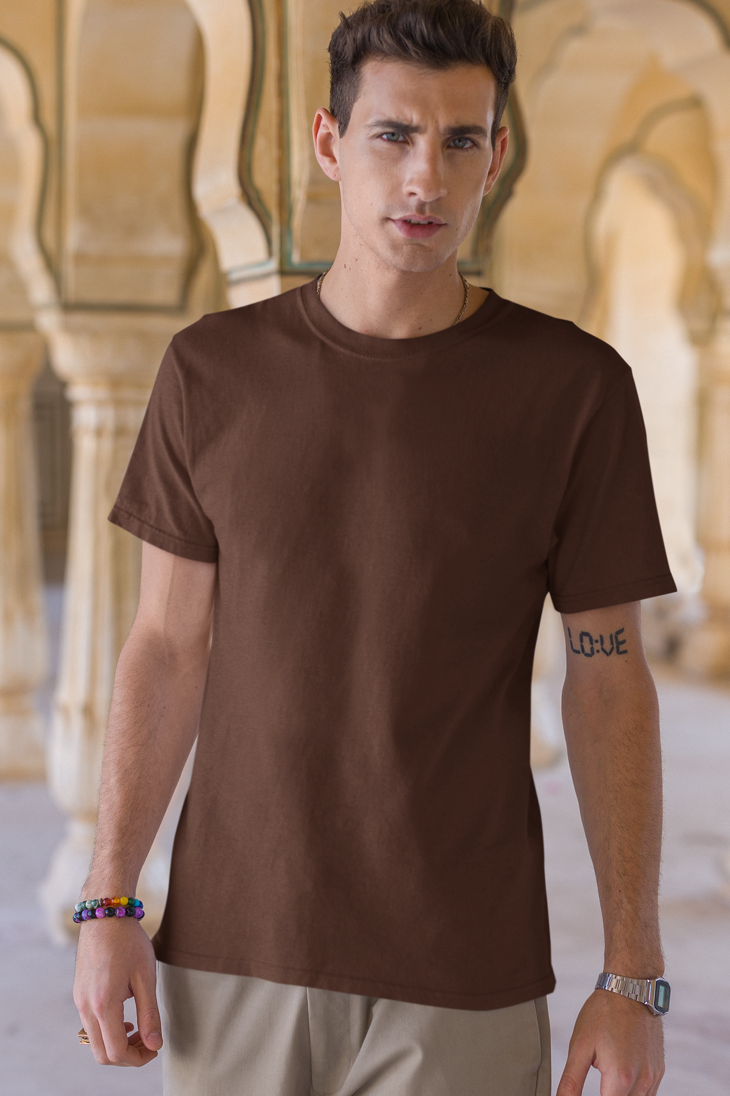 Coffee Brown Solid Unisex T-shirt