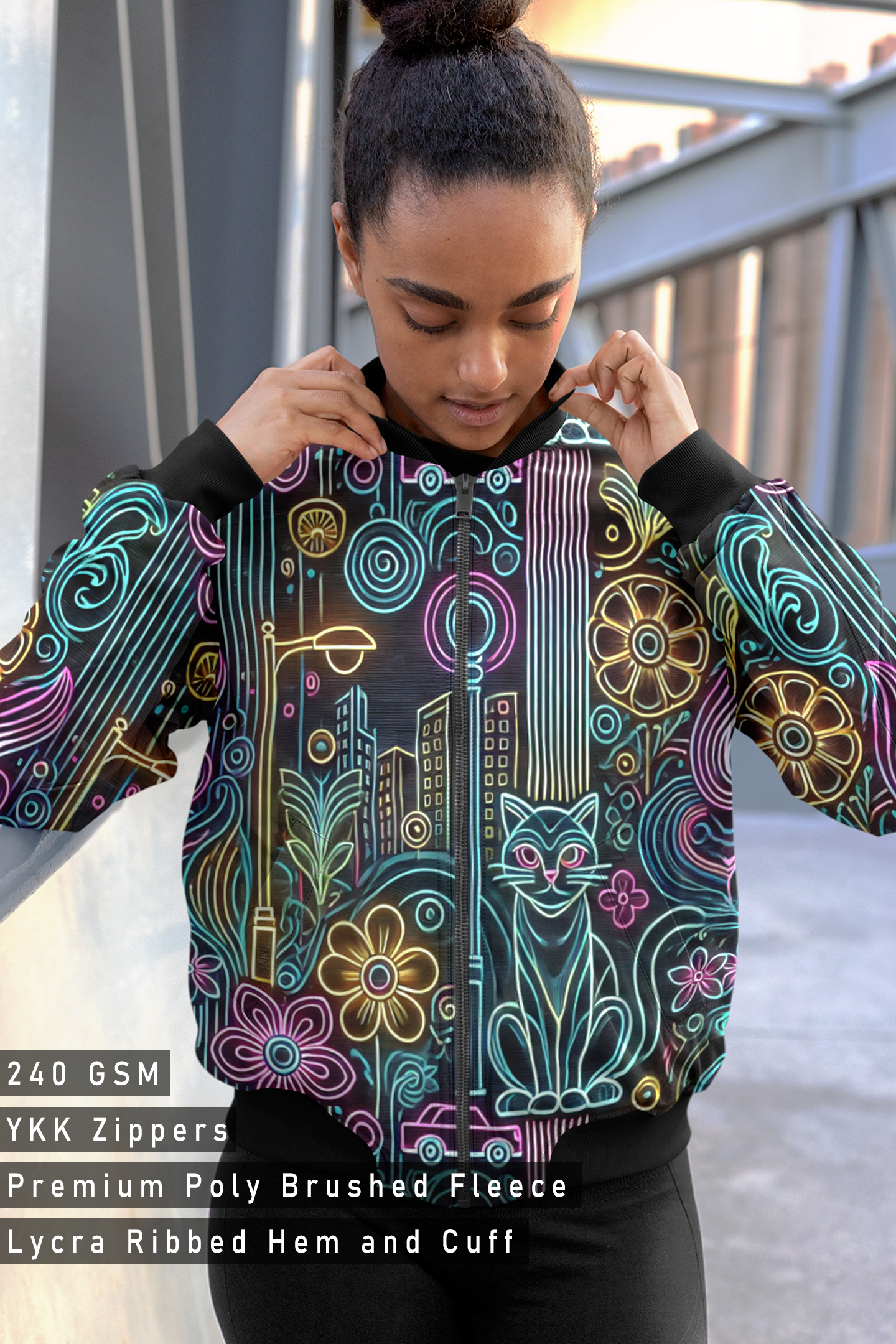 Colorful Night, AOP Bomber Jacket