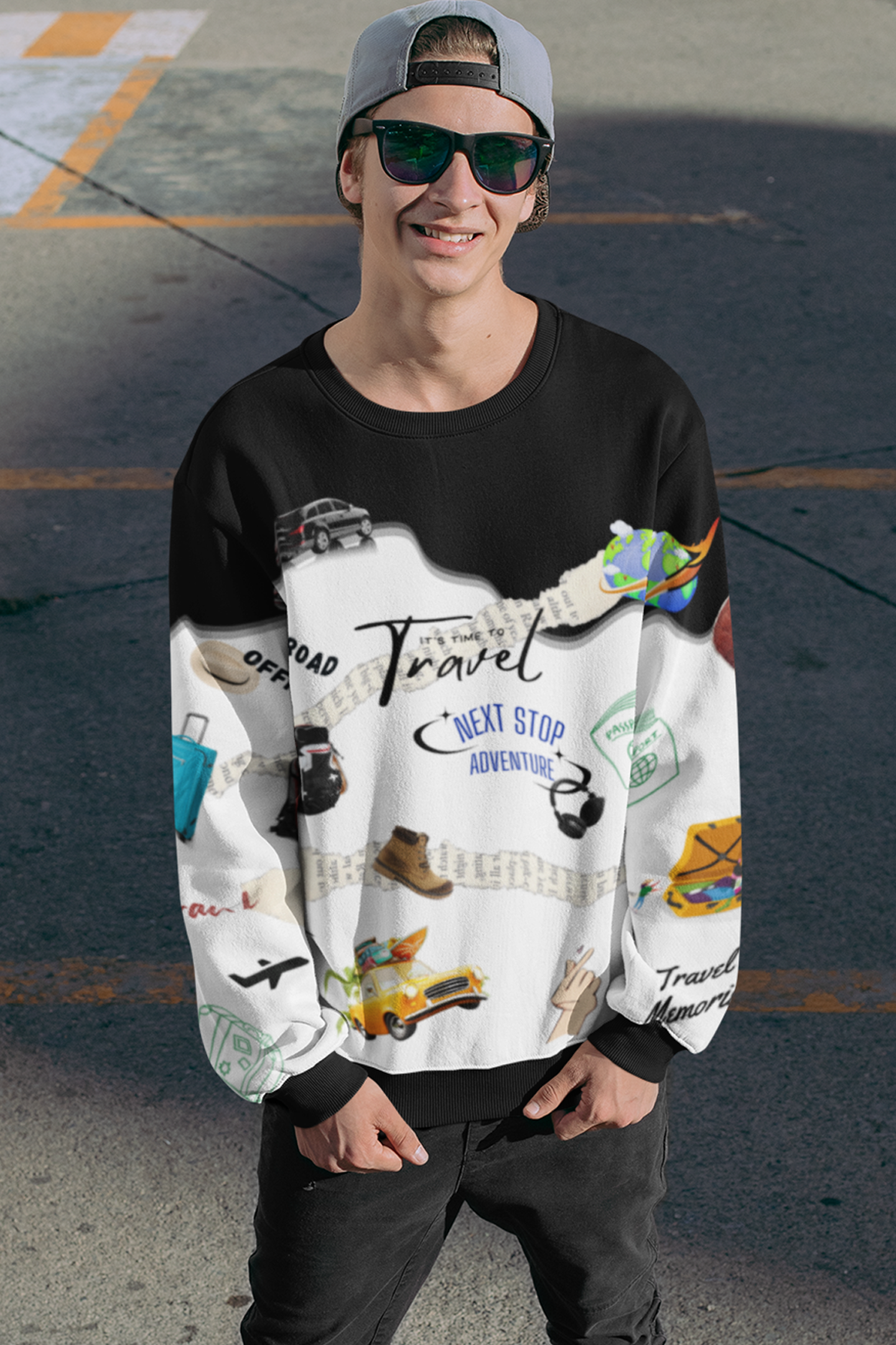 Travel Next Stop Adventure, AOP Sweatshirt