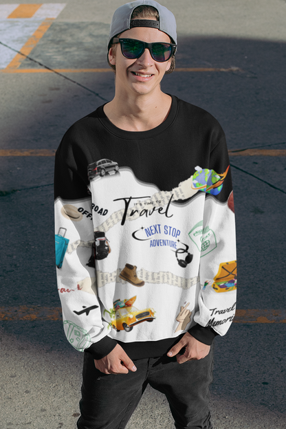 Travel Next Stop Adventure, AOP Sweatshirt