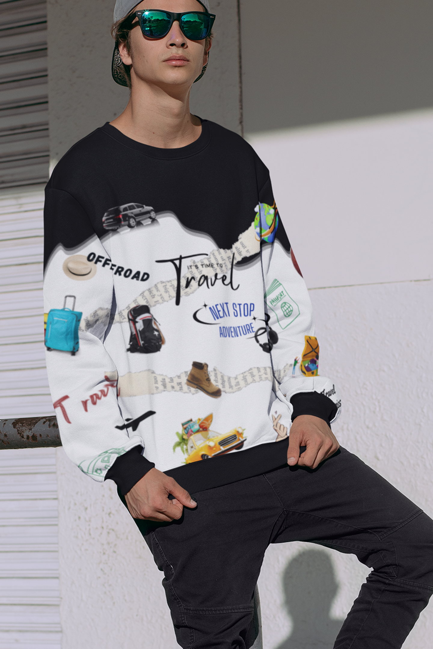 Travel Next Stop Adventure, AOP Sweatshirt