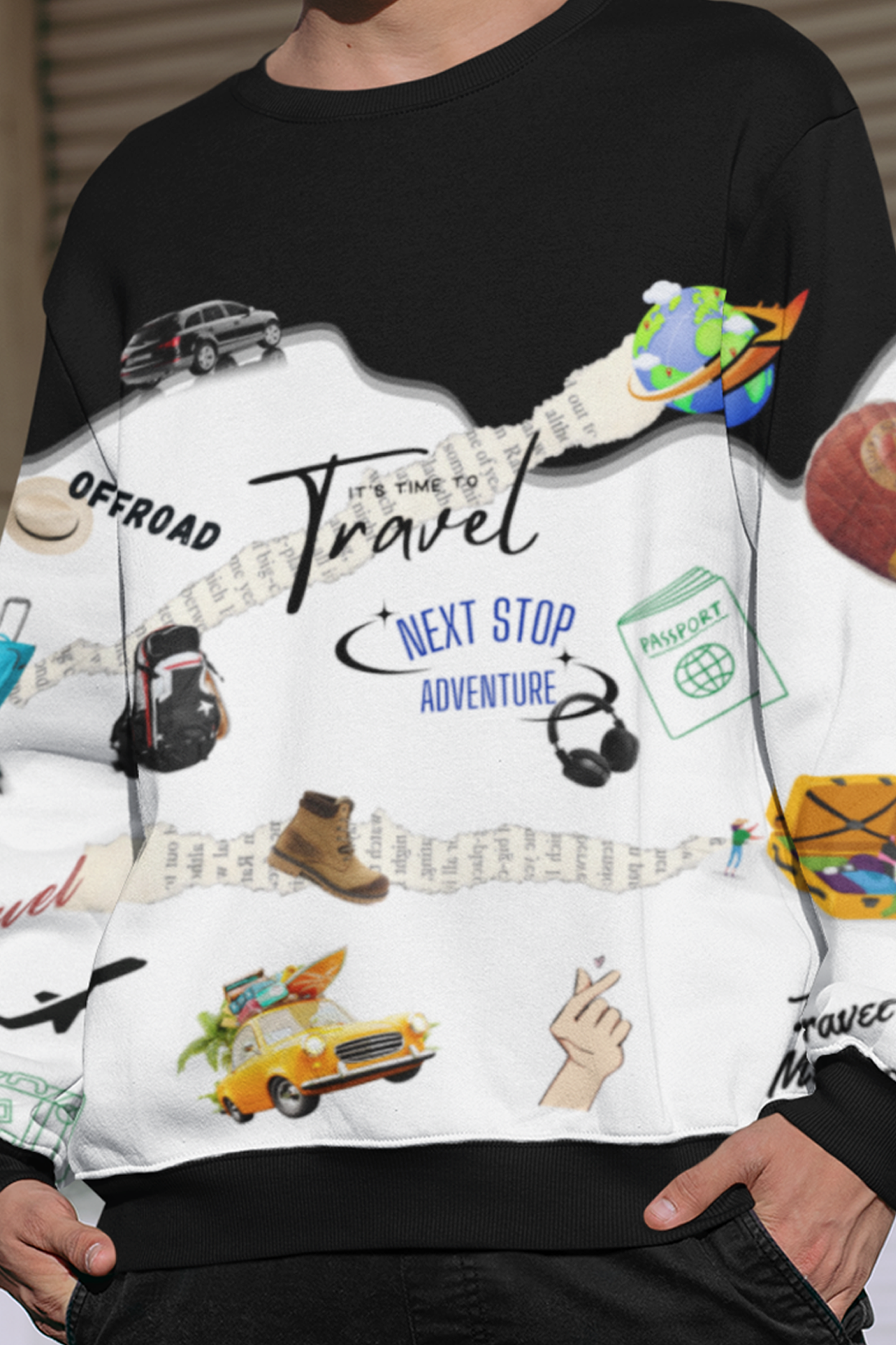 Travel Next Stop Adventure, AOP Sweatshirt