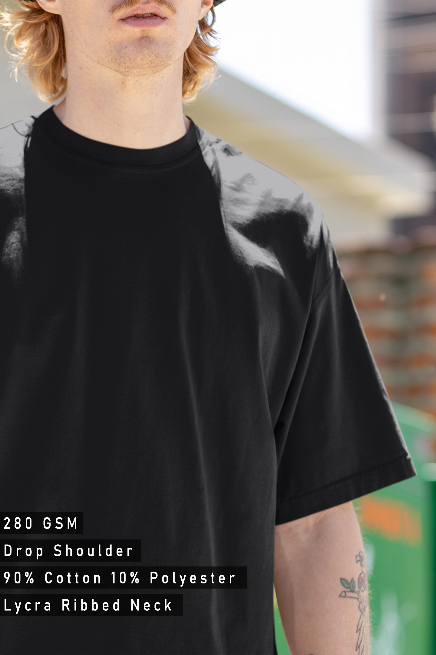 Solid Black Terry Oversized T-shirt