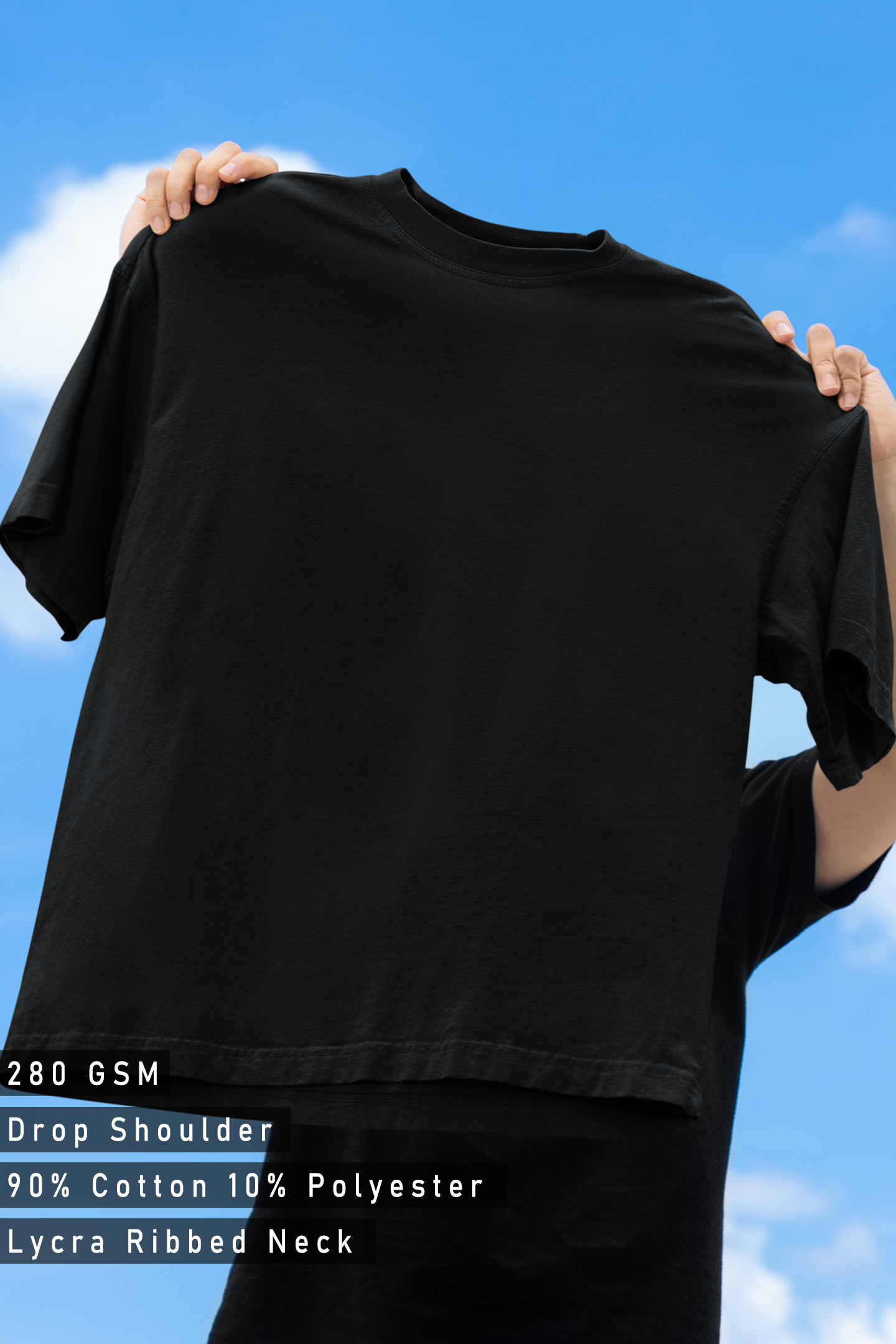 Solid Black Terry Oversized T-shirt