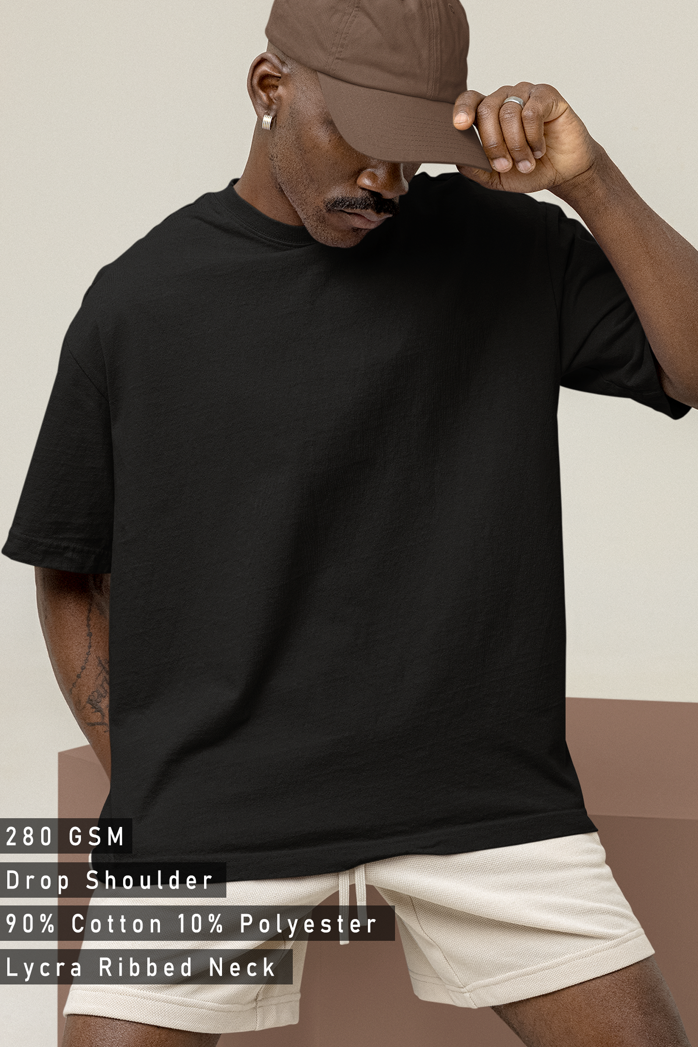 Solid Black Terry Oversized T-shirt