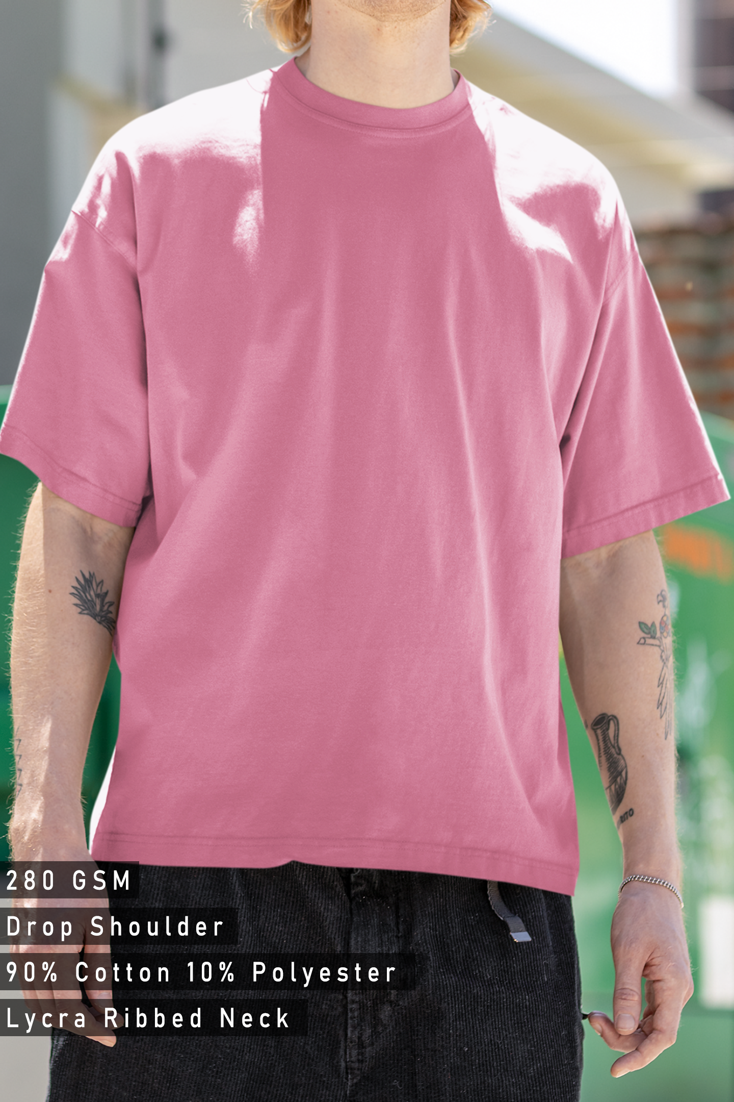 Solid Flamingo Terry Oversized T-shirt