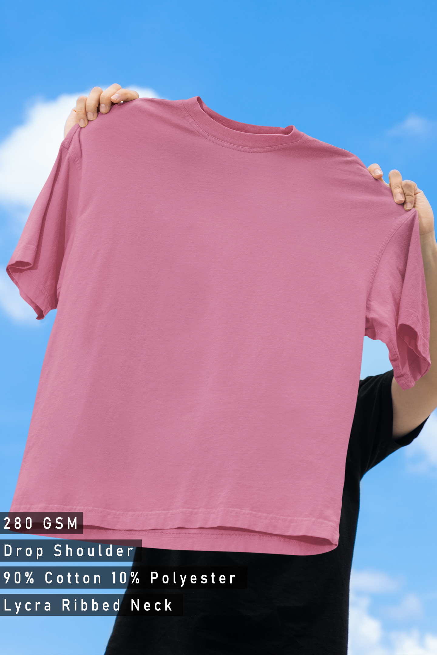 Solid Flamingo Terry Oversized T-shirt