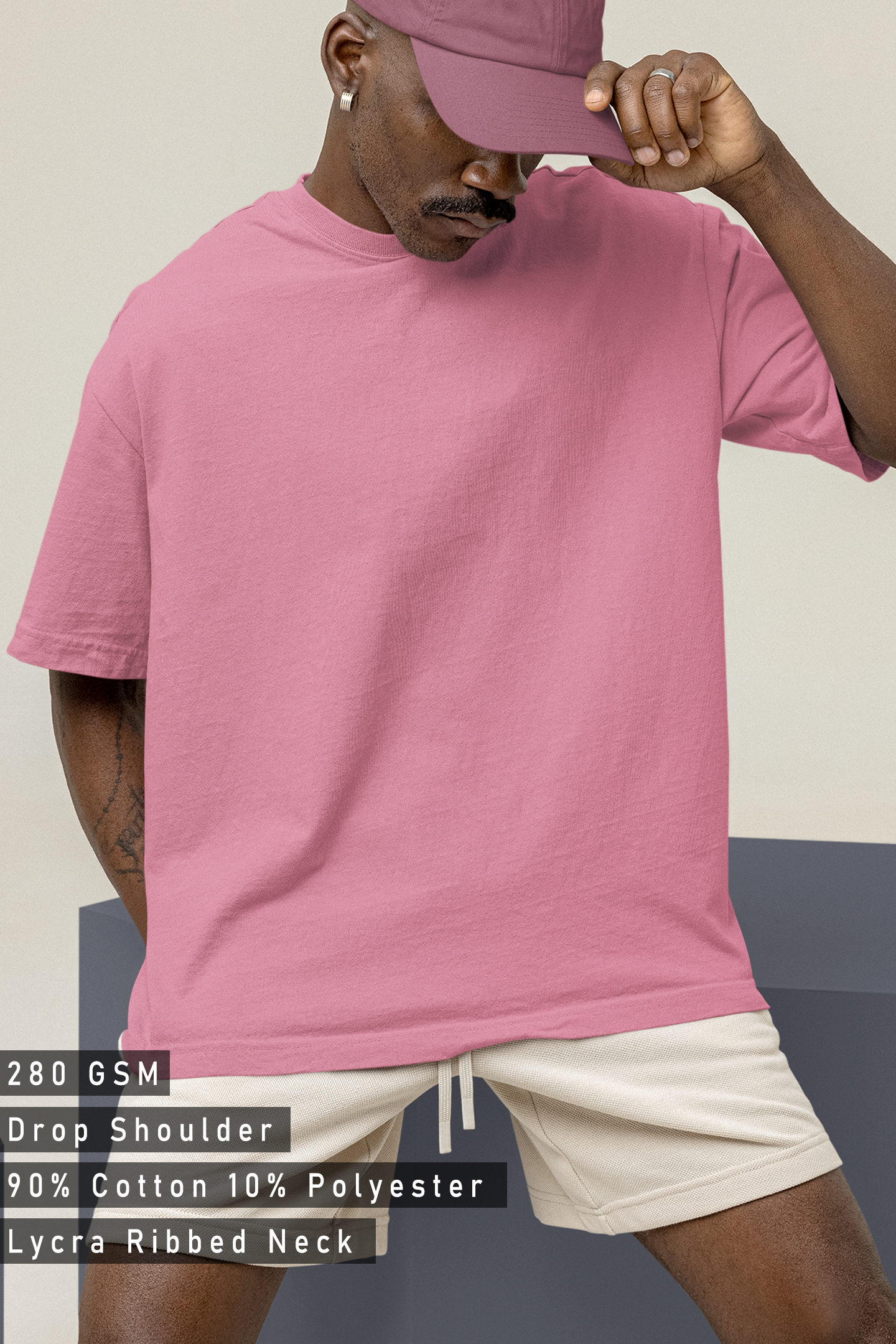 Solid Flamingo Terry Oversized T-shirt