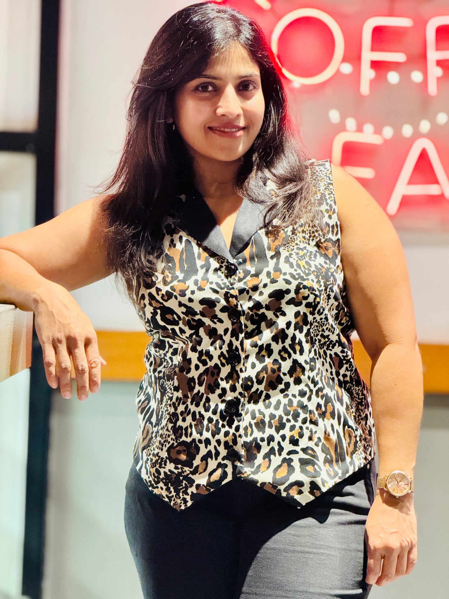 Women’s Viscose Crepe Waistcoat –  Female Vest withAnimal Prints