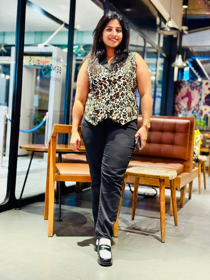 Women’s Viscose Crepe Waistcoat –  Female Vest withAnimal Prints