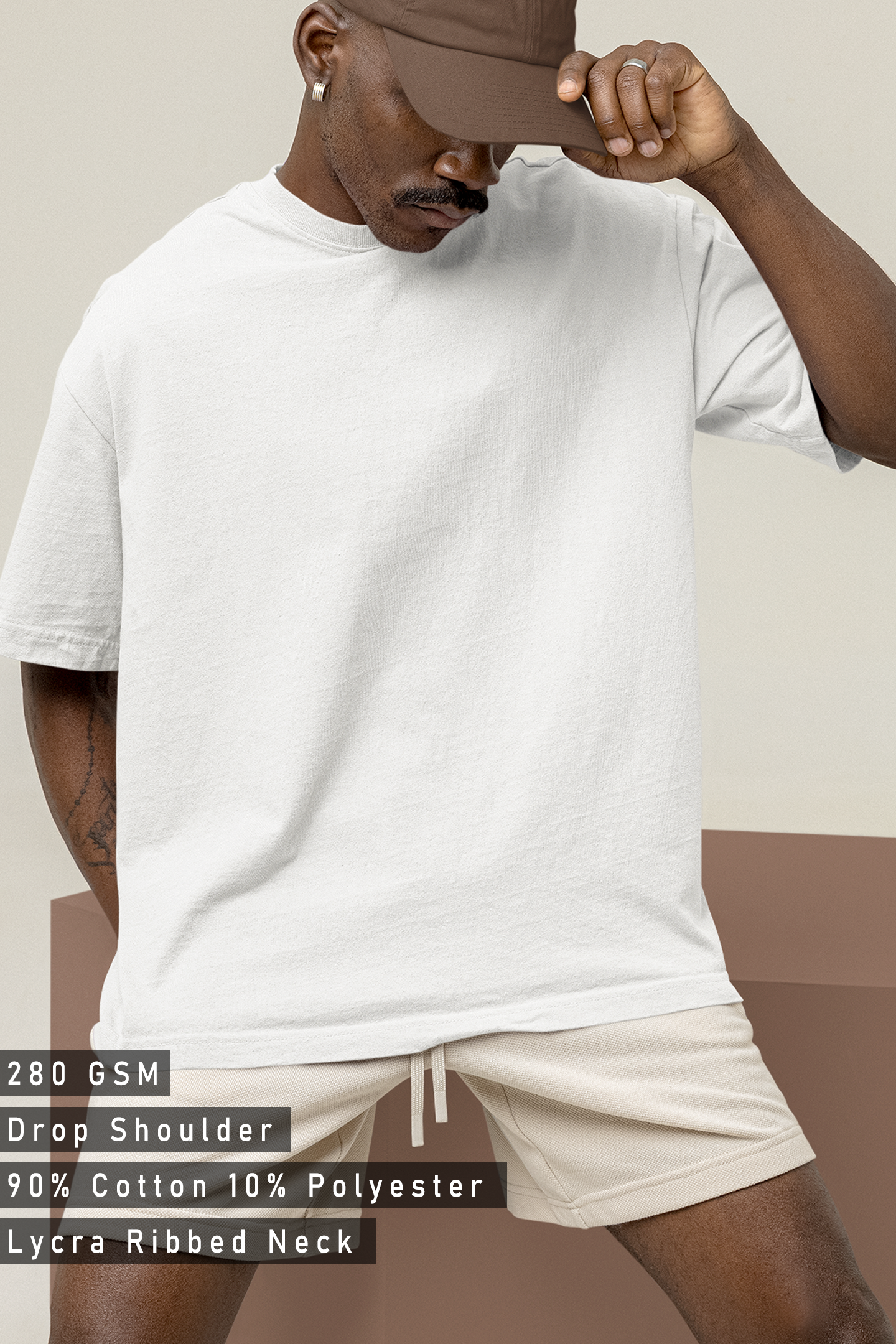 Solid White Terry Oversized T-shirt
