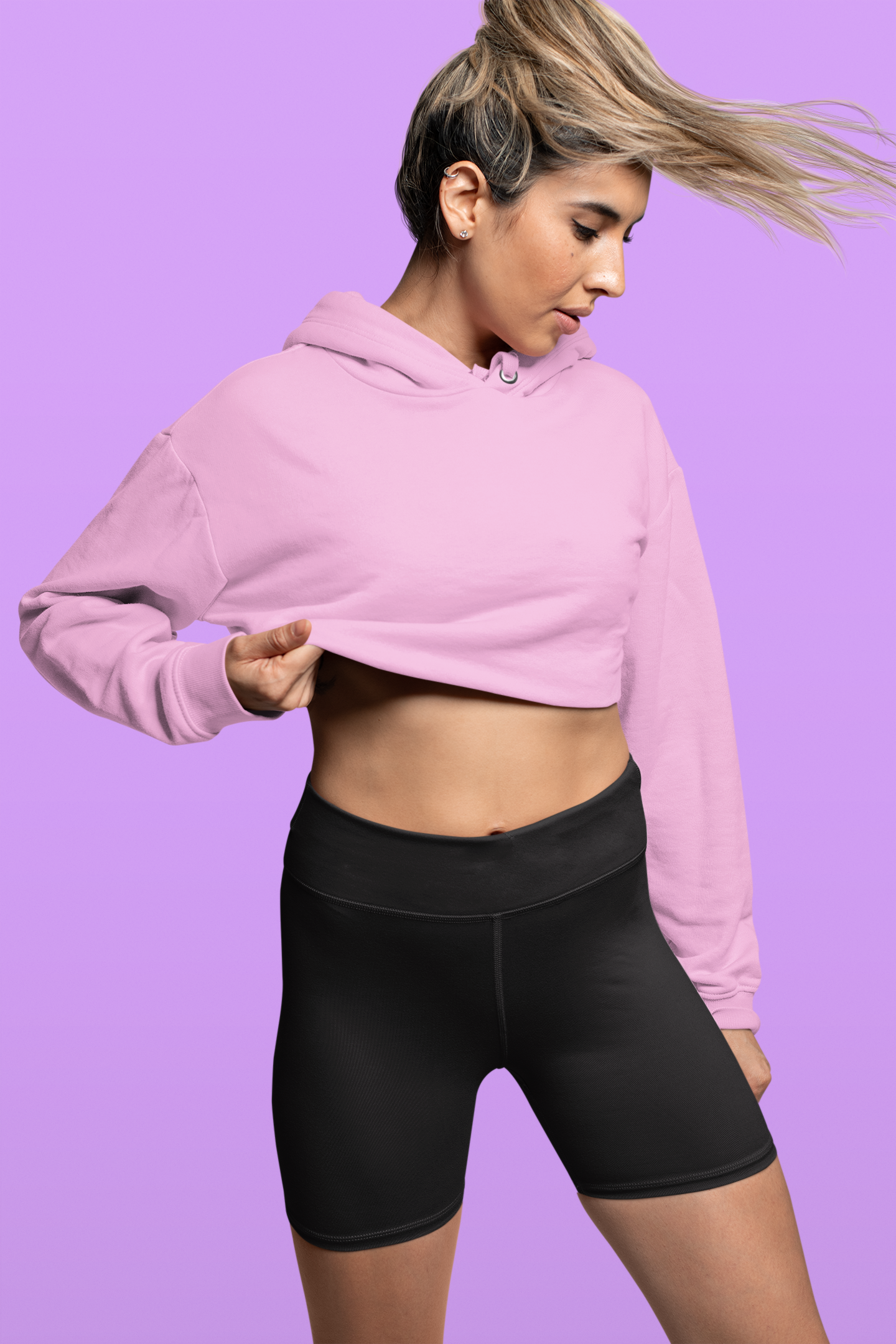 Light Baby Pink, Women’s Crop Hoodies