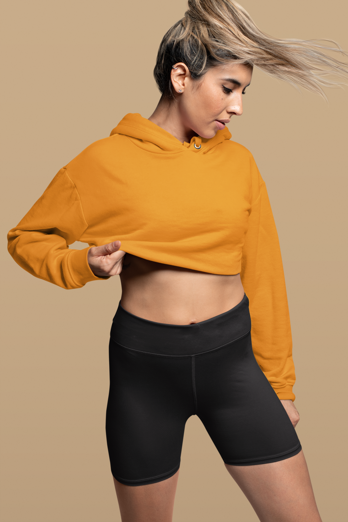 Mustard Yellow, Women’s Crop Hoodies