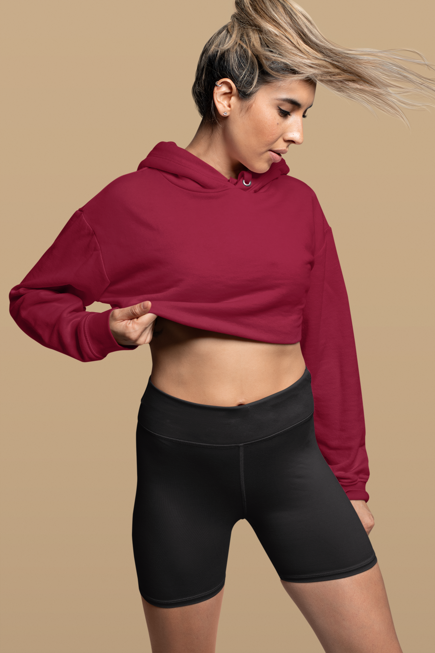 Maroon, Women’s Crop Hoodies