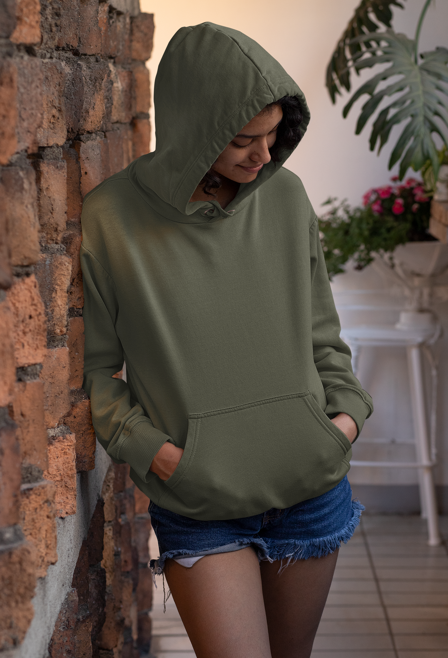 Olive Green, Hooded Sweatshirt