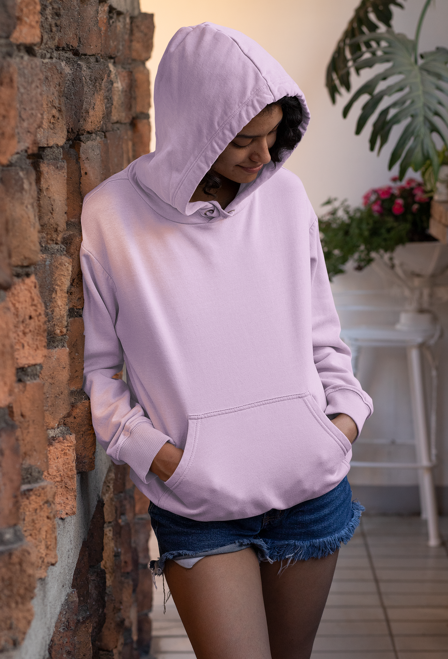 Light Baby Pink, Hooded Sweatshirt
