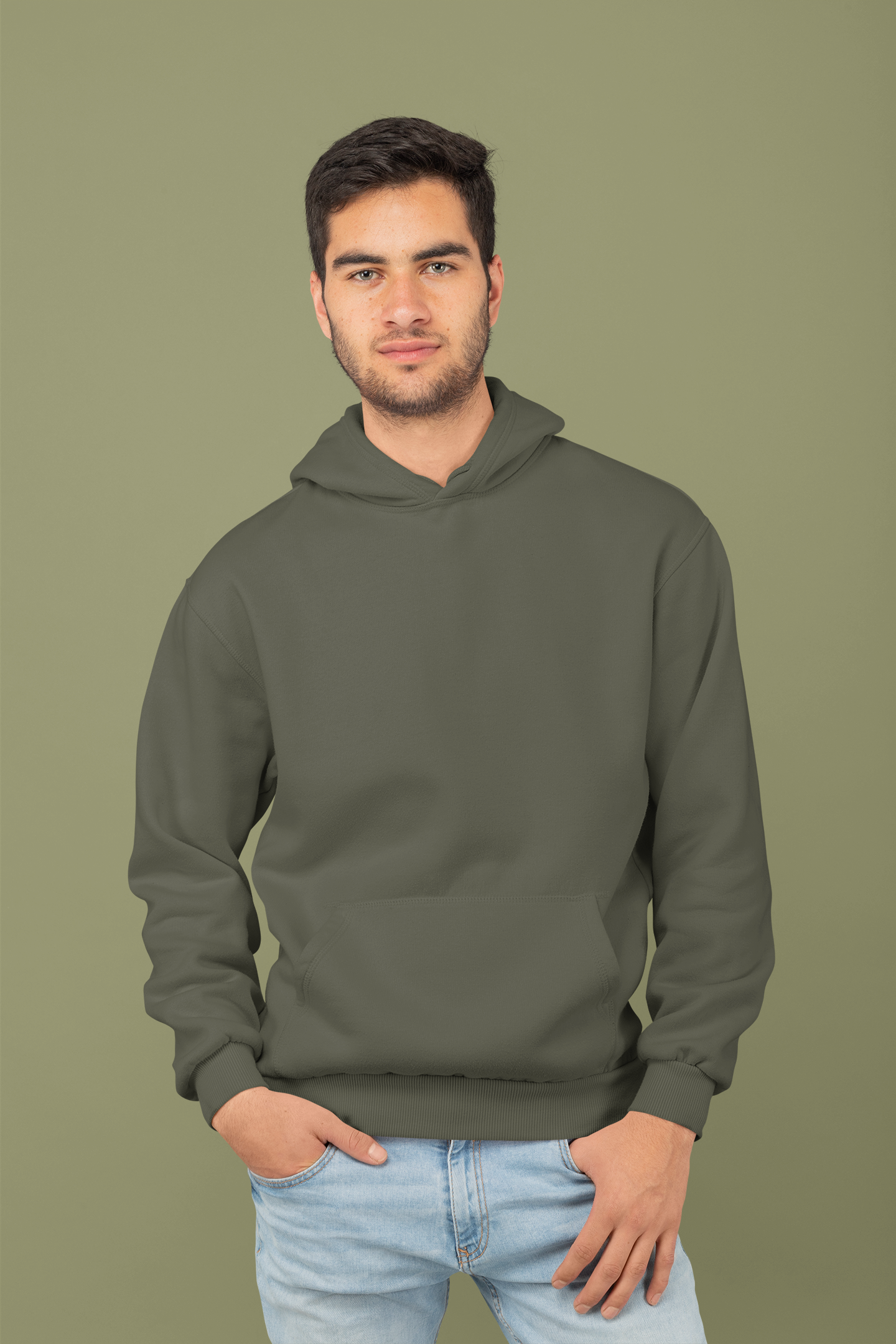 Olive Green, Hooded Sweatshirt